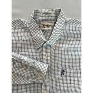 VNTG WALT DISNEY WORLD Shirt Men XXXL Long Sleeve Button Down Mickey Blue &White